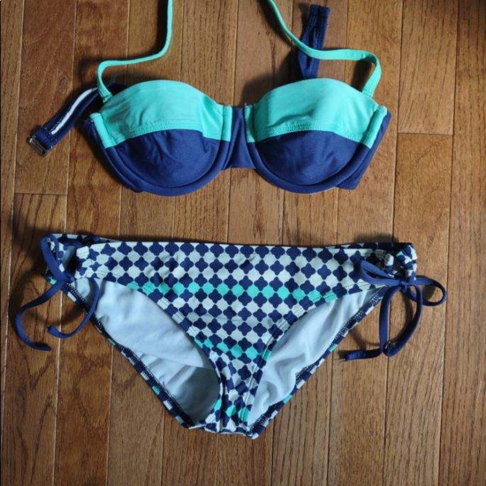 Splendid - Blue and White Checkered Bikini Bottoms - Medium